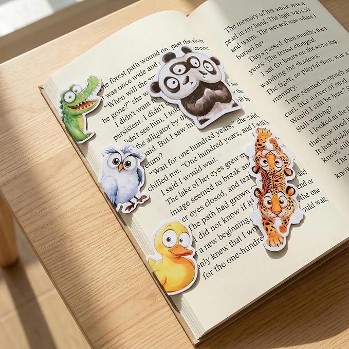 Cute Magnetic Bookmarks Gifts - 15 Pcs Funny Duck Panda Bookmark for Women Kids Book Lovers Students Bookworms Birthday Graduation Gift Magnet Page Clips School Office Reading Accessories