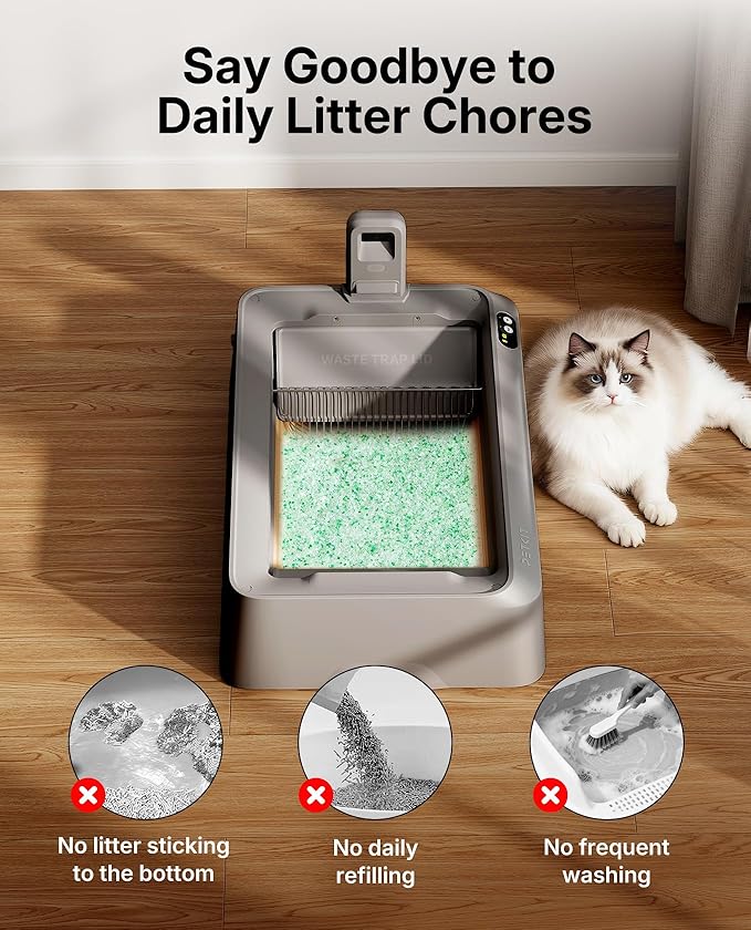 PETKIT Crystal Cat Litter with Tray, Suitable for Purobot Crystal Duo Automatic Litter Box, Dust-Free Mess-Free No Refilling, Odor Control (Green-Botanical Freshness,4.5 lb×4 Packs)