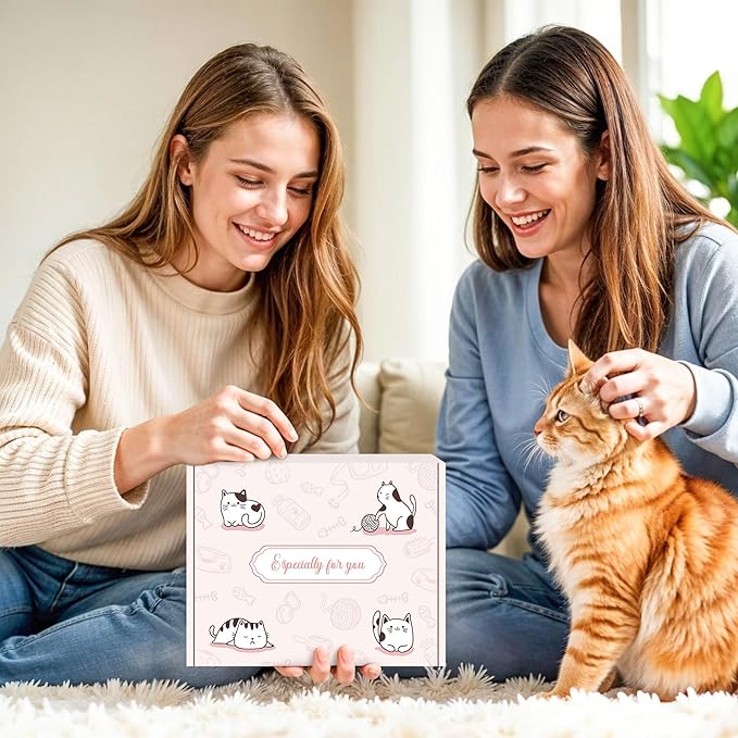 Cat Mom Gifts for Women Unique Cat Themed Gift for Cats Lovers Gifts for Women Funny Cats Accessories for Woman - Kitty Paw Socks Keychain Pen Candle Cup Sticky Notes Makeup Bag Card