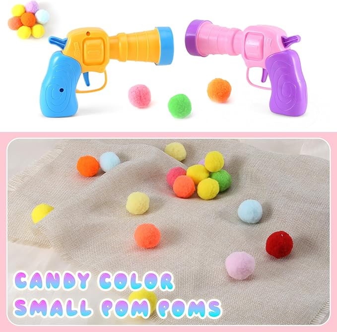 102Pcs Cat Ball Toy Launcher Gun，Cat Balls Fetch Toy - Includes 100 Colorful Plush Cats Balls and 2 Exciting Launchers Set，for Bored Indoor Adult Cats, Cute Kitten Kitty Toys