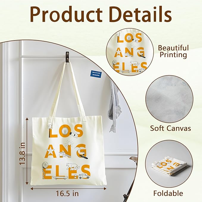 Tote Bag For Women Man, Reusable Work Shopping Grocery Shoulder Bags