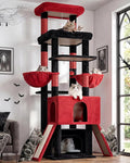Globlazer Heavy Duty Cat Tree 78 inch Sturdy Gothic Cat Tower for 20lbs Large Adult Cats, Symmetrical Aesthetic Big Goth Cat Tree with Extra Large Platform, 2 Scratching Boards, Z78, Black Red