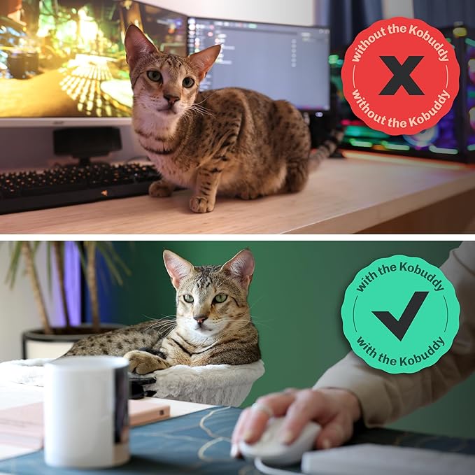 | Durable Ergonomic cat Desk Bed for Remote Workers, Gamers, and Office Staff – Quality Sturdy Desk, Comfortable and Original cat Bed for Desk use, Simple to use, Supports up to 50 lbs.