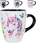 Color Changing Unicorn Coffee Mug 12oz – Heat Sensitive Ceramic Cup with Floral Reveal – Unicorn Gifts for Women, Unique Coffee Mugs, Christmas Holiday Gift, Perfect for Coffee, Tea or Cocoa
