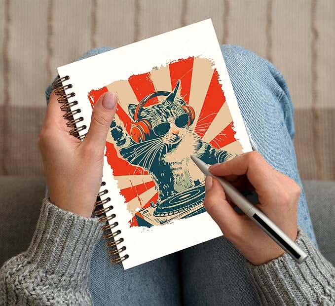 KDHTY Cute Cat Planner Journal Spiral Notebook for Teen Girls,Cat Stationary for Women Girls,Cats Diary School Notebooks for School Aesthetic,Cat Lover Gifts for Women,Hardcover Lined Notebook 5.5 x 8.3