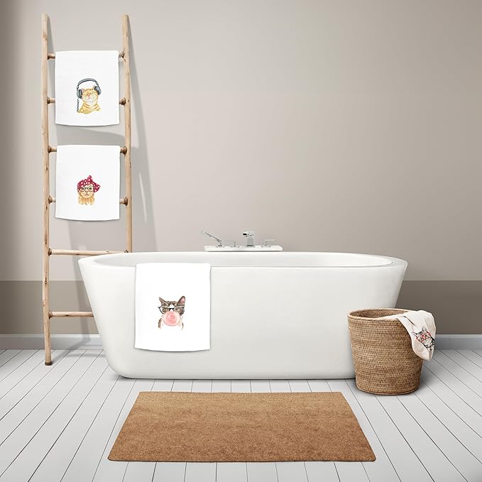 kunlisa Funny Cat Kitchen Hand Towels,Cat Mom Lover Lady Gifts for Women,Cute Hand Towels for Bathroom Kitchen Decor,16x24 Inch Set of 4