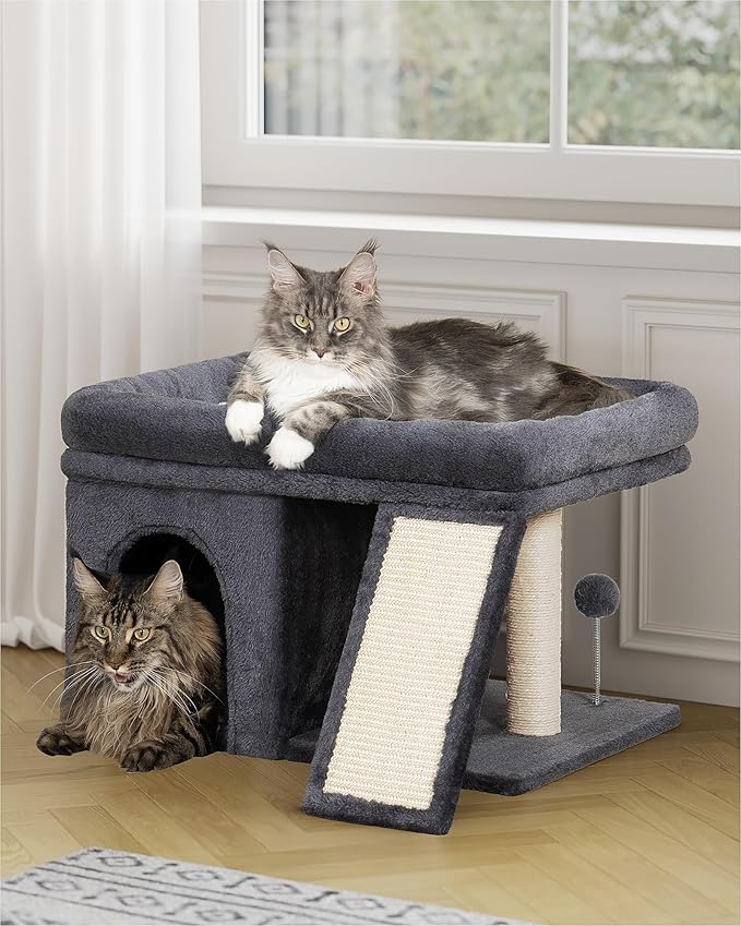 Aechonow XL Cat Tree Tower for Large Adult Cats 20 lbs+, 25in Perch Bed, Condo Cave for Indoor Medium Kittens Rabbit Ferret Pet, Sisal Scratchers, Extra Large