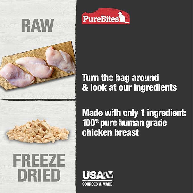 PureBites Chicken Breast Freeze Dried Cat Treats, 1 Ingredient, Made in USA, 5.5oz