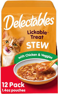 Delectables Lickable Treat Stew Wet Cat Treat with Real Tuna & Shrimp, Food Topper, Hydrating, Grain-Free, No Fillers, No By-Products, No Added Preservatives, 1.4oz Pouch, 12ct