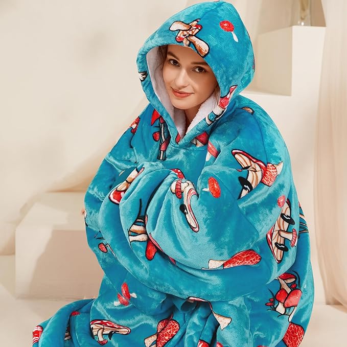 Narecte Cozy Oversized Blanket Hoodie Wearable Blanket Adults Soft Hooded Blanket Hoodie Birthday Gifts for Women Christmas