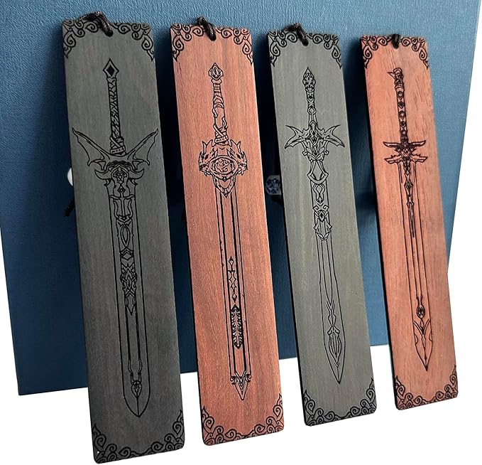 ZQZYMXQ 4Pcs Sword Bookmark, Cool Bookmarks for Men, Gifts for Book Lovers Men (Sword Set)