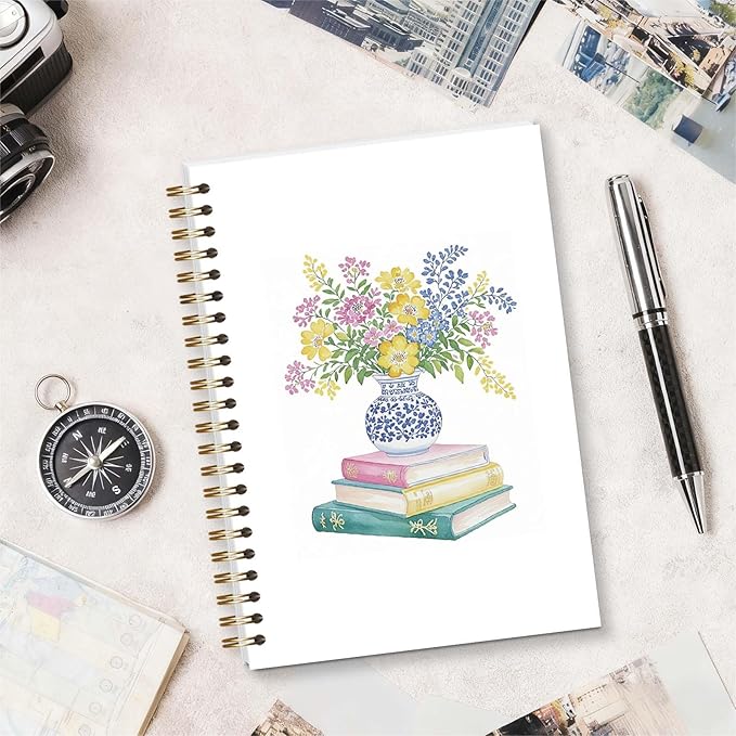Bible Journal Spiral Notebook, Preppy Floral Bible Study Supplies, Christian Gifts for Women Girls, 5.5x8.3 Inch - A12