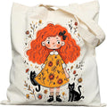 DYALE Canvas Tote Bag Double-Sided Prints with Snap Closure, Cute Tote Bag with Pocket for Shopping, Library, Work, Travel