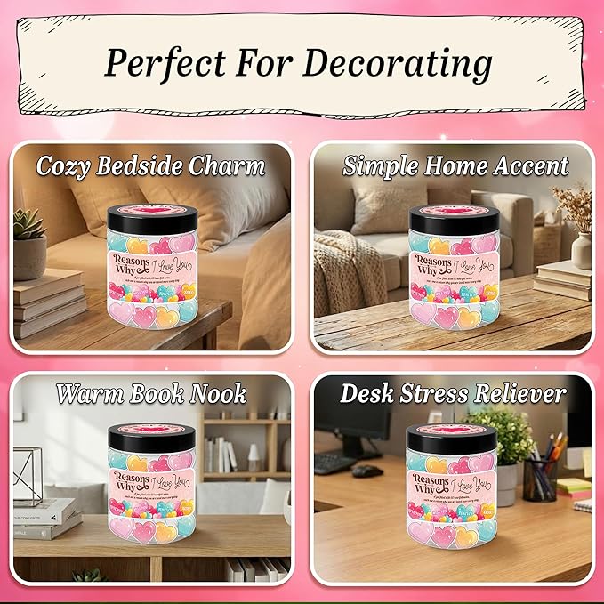 Miarita Love Messages In A Jar - 60 Reasons I Love You, Romantic Present for Boyfriend Girlfriend, Funny Wedding Anniversary Birthday Gift for Women Men Couples Wife Husband, Newlywed Gift for Couple