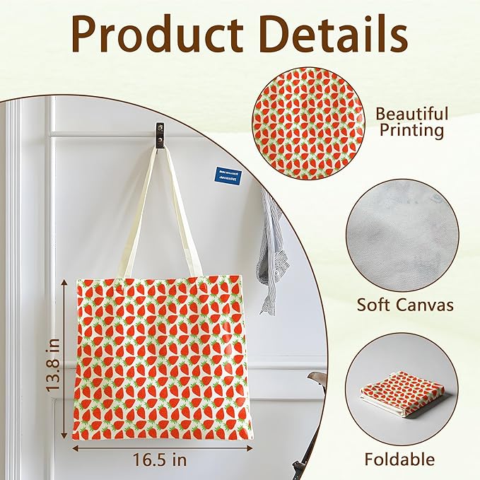 Tote Bag For Women Man, Reusable Work Shopping Grocery Shoulder Bags