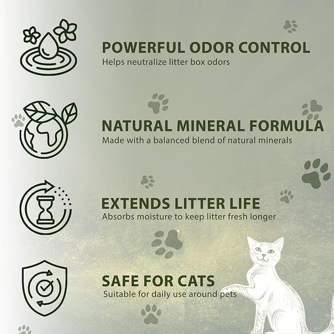 Cat Litter Deodorizer Powder - Litterbox Odor Eliminator - Smell Absorber for Litter Box and Scent Neutralizer (7 oz, Pine)