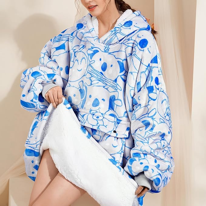 Narecte Cozy Oversized Blanket Hoodie Wearable Blanket Adults Soft Hooded Blanket Hoodie Birthday Gifts for Women Christmas