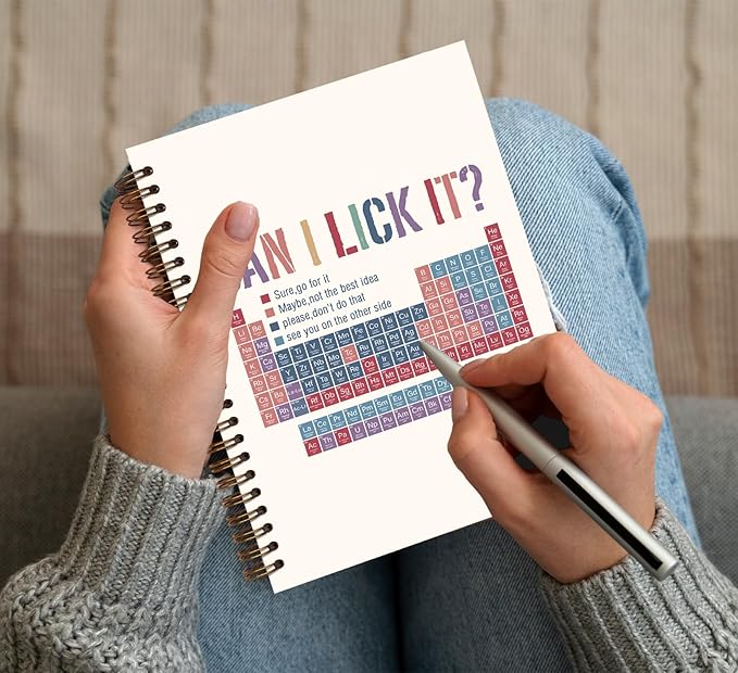 KDHTY Chemistry Notebook Science Teacher Gifts,Periodic Table Laboratory Notebooks Journal for Student,Can I Lick It Periodic Table Funny Science Teacher Appreciation Gifts,5.5x8.3 Inch