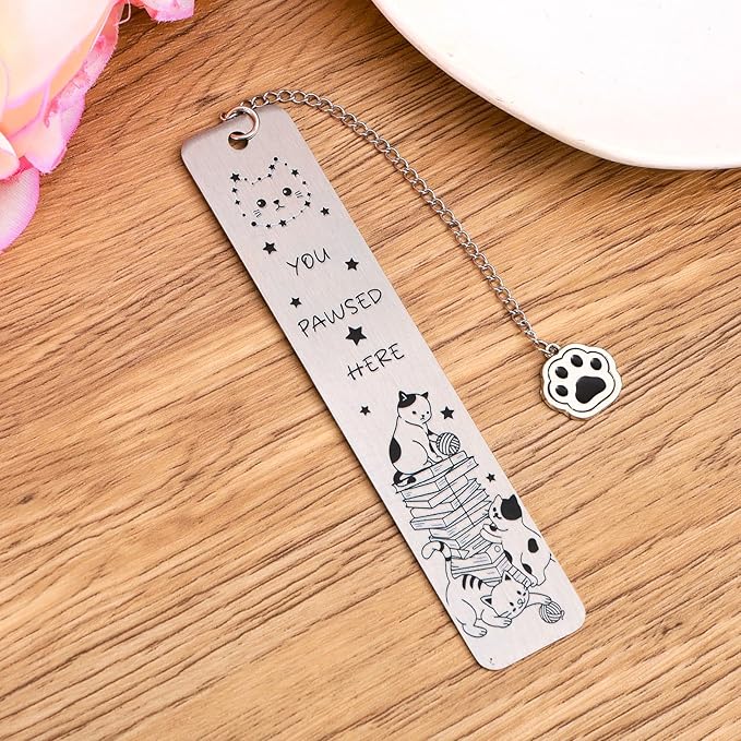 Cat Bookmark, Zinc Alloy Metal Aesthetics Kitten Book Mark for Reading Women Funny Gift Cute Reading Accessories for Men Women Cat Lovers Book Lovers