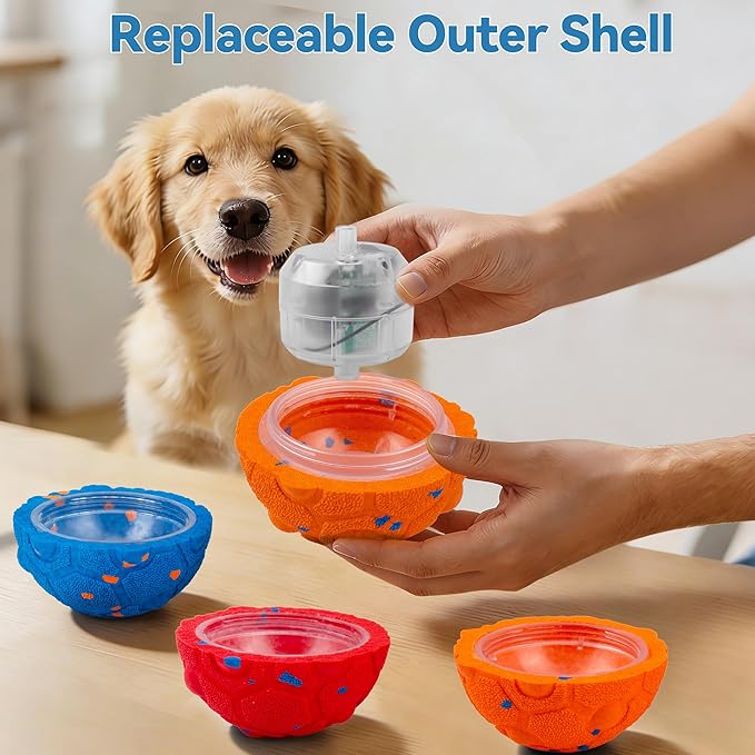 Newget Interactive Dog Toy Ball Replacement Shell, Chew-Resistant E-TPU Durable Cover for Medium & Large Dogs, Spare Outer for Smart Rolling & Bouncing Balls, Orange (No Ball Core)
