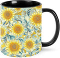 Sunflower Coffee Mug 11oz Ceramic Tea Cup With Handle Funny Porcelain Mugs for Women Dishwasher Microwave Safe
