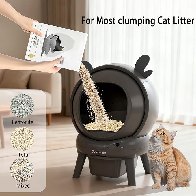Automatic Cat Litter Box Self Cleaning Litter Box for Multiple Cats, Large Capacity App Control with Dual Safety Protection, Removable Washable Liner