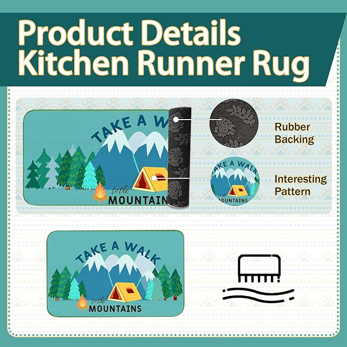 10 Pcs Camping Kitchen Decor and Accessories - Sets 4 Kitchen Towels 2 Pot Holders 2 Oven Mitts 2 Rugs for Kitchen Bathroom Home Funny Cooking Farmhome Housewarming Baking Gifts for Rv Campers