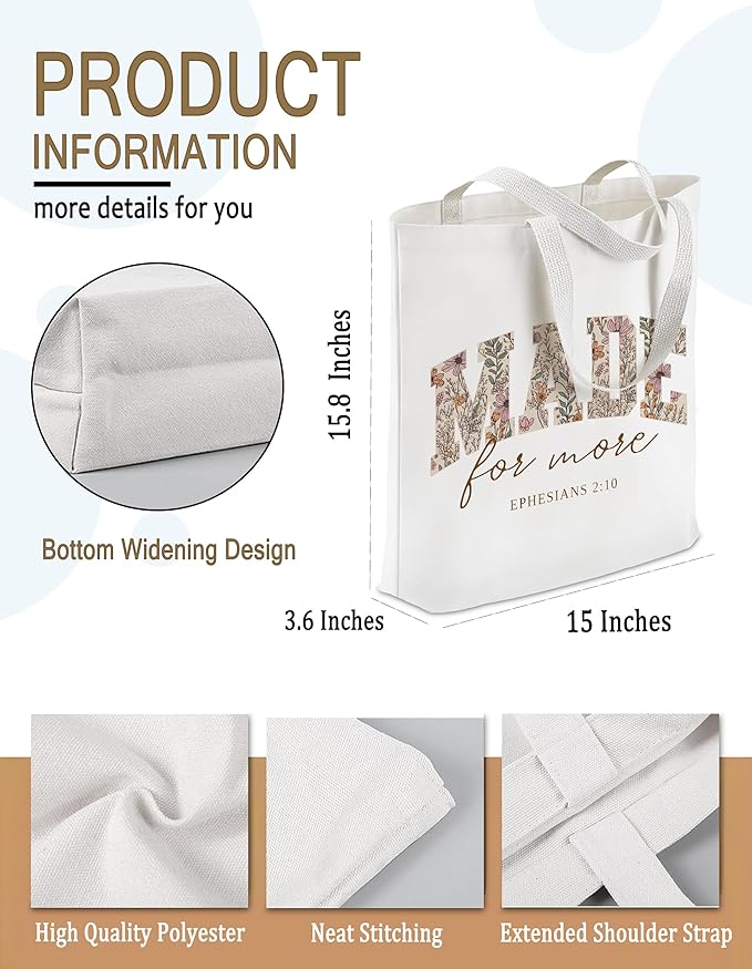 Gifts for Women, Canvas Tote Shopping Reusable Grocery Gift Bags