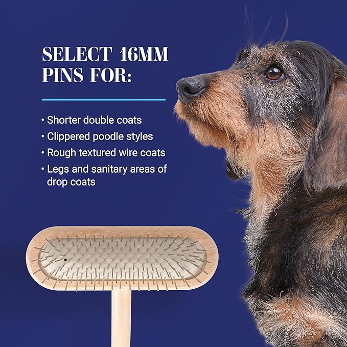 Chris Christensen Original Series 27 mm T-Brush - Dog & Cat Grooming Brush, Groom Like a Professional, Stainless Steel Pins, Lightweight Beech Wood Body, Ground and Polished Tips