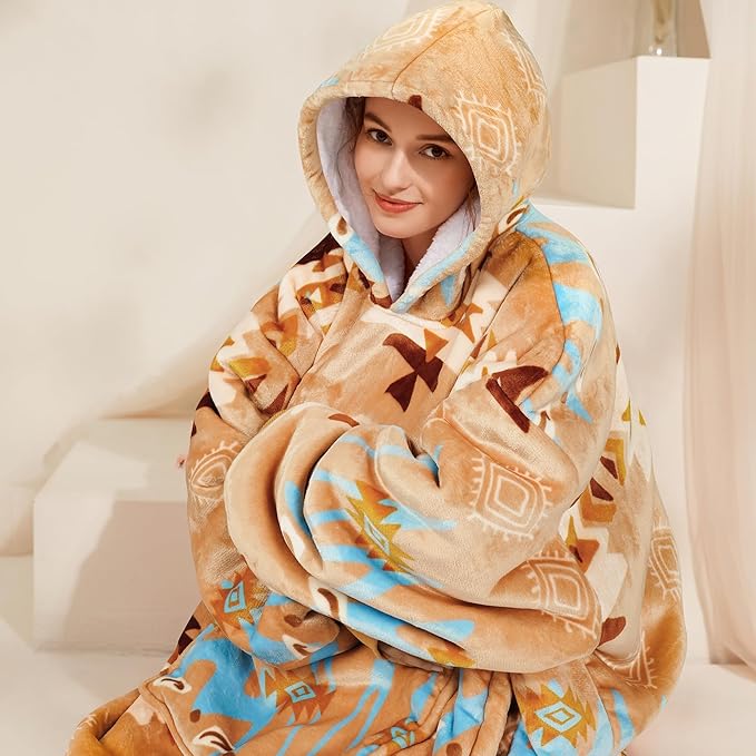 Narecte Cozy Oversized Blanket Hoodie Wearable Blanket Adults Soft Hooded Blanket Hoodie Birthday Gifts for Women Christmas