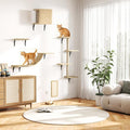 COZIWOW 5-Piece Cat Tree Set with Wall Mounted Cat Shelves, Cat Scratching Post & Cat Wall Furniture, Multi-Functional Indoor Cat Jungle Gym, Essential for Cat Room, Suitable for Large Cats(Beige)