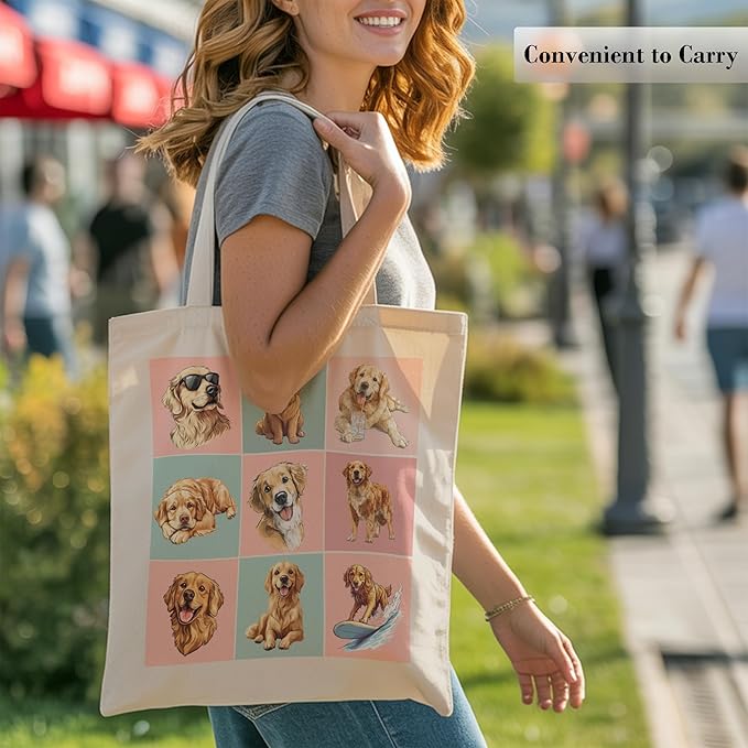 Pets Lover Gifts Tote Bag for Women, Dogs Cats Bee Aesthetic Canvas Bag with Inner Pocket