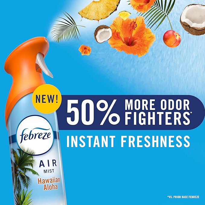 Febreze Air Mist, Air Freshener Spray, Odor Fighting Room Spray, Deodorizer for Home Bathroom Kitchen Apartment, Pet Odor Fighter Fresh Scent, 8.1oz (Pack of 3)