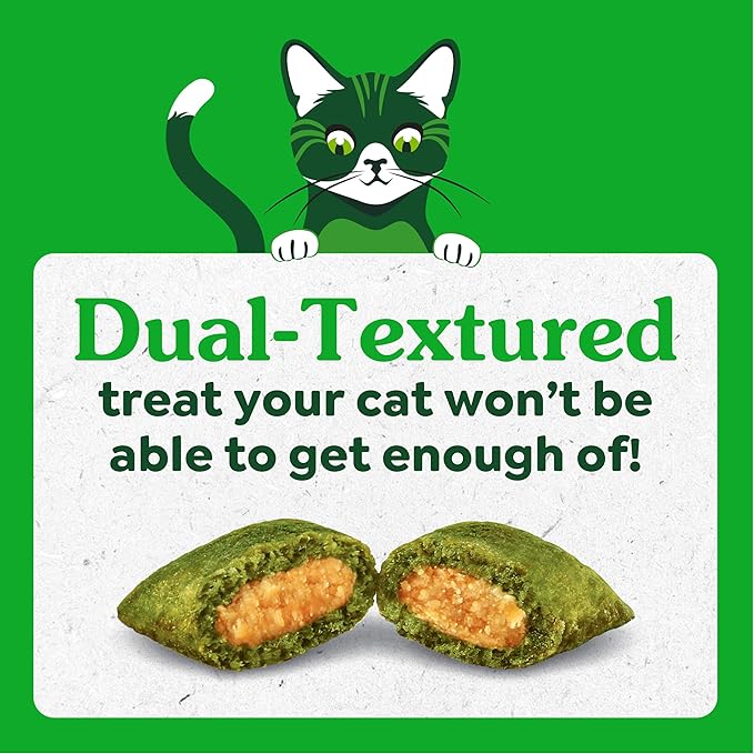 Greenies Cat Treats, Feline Smartbites, Skin & Fur Health, Crunchy and Soft Cat Treats, Chicken Flavor, 2.1 oz. Pack