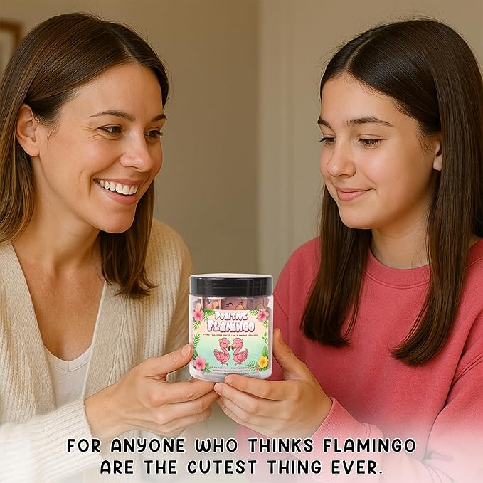 Miarita Positive Flamingo Jar – 60 Affirmation Cards for Anxiety & Self Care, Flamingo Gifts for Women, Teens & Sister, Friends, Cards to Reduce Anxiety & Increase Relaxation, White Elephant Gifts