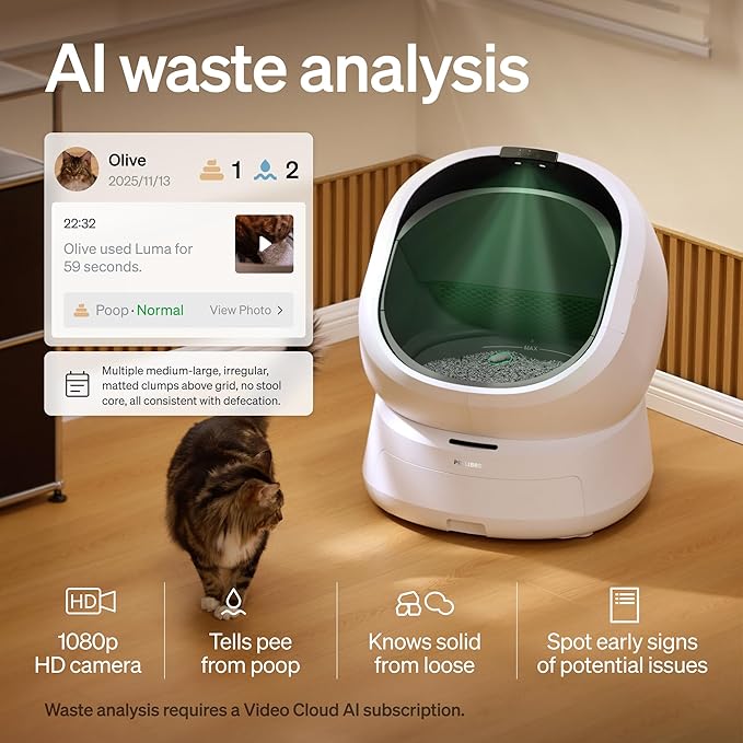 PETLIBRO Automatic Litter Box with AI-Camera Waste Analysis & 90-Day AI Trial, Open-Top Self Cleaning Litter Box for Large Cats with Multi-Cats Recognition, Weight & Usage Tracking, Auto Odor-Control
