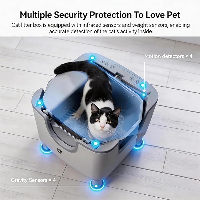 Early Bird Price NestPawly M07 Self-Cleaning Litter Box - Open-Top Automatic Cat Litter Box with Odor Control, Safety Features, and Easy Maintenance