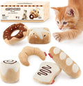 Gigwi Catnip Toys for Cats, Interactive Plush Kicker Toys Set Bread Design, Crinkle Pet Toys for Enrichment with Refillable Catnip, Safe Material Kitten Teething Toys for Chewing, 6 Pack