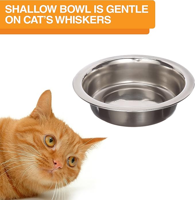 Neater Feeder Deluxe Mess-Proof Elevated Cat Bowls, 2 Height Adjustable (6” & 7.5”) No-Spill Raised Cat Bowl Stand, Whisker Friendly Stainless Steel Dishes for Indoor Cats, Made in USA, Black