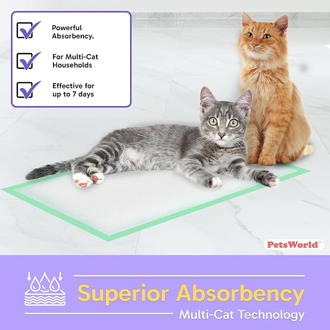 PETSWORLD Multi Cat Pad Refills for Cats Breeze Litter System, Ultra-Absorbent, Quick Dry - (1200 Count, Unscented)