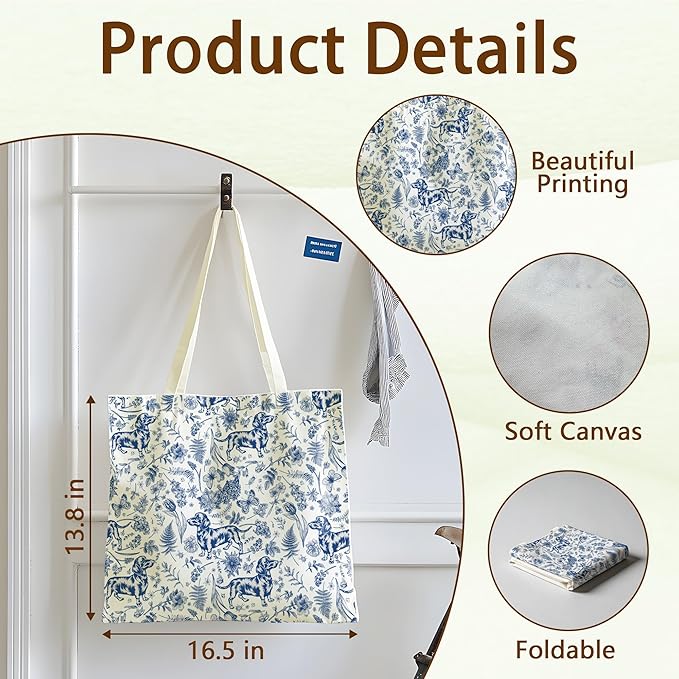 Tote Bag For Women Man, Reusable Work Shopping Grocery Shoulder Bags