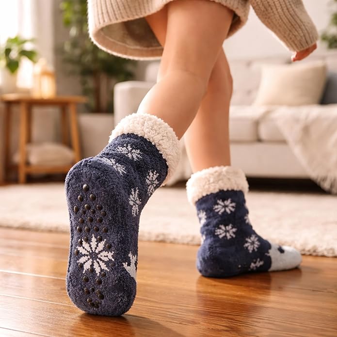 Jeasona Women’s Fuzzy Slipper Socks With Grippers Cozy Warm Cute Animal Gifts