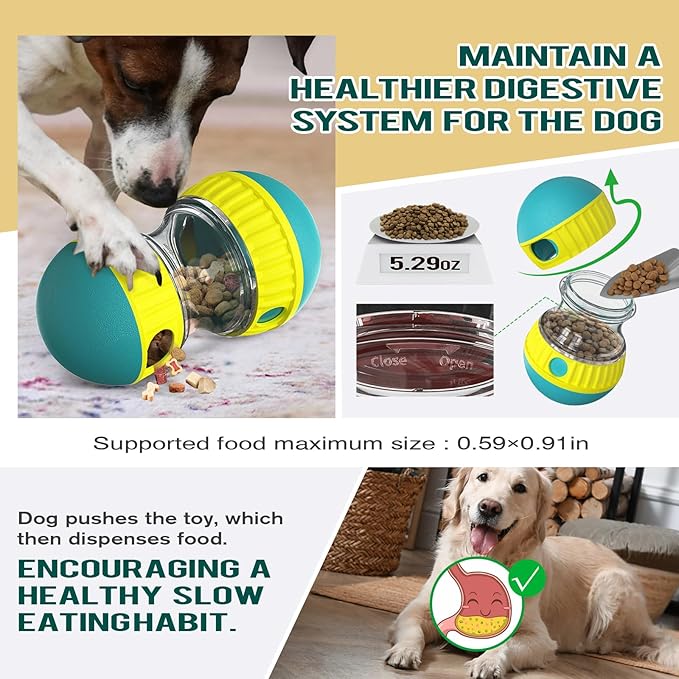 Adjustable Treat Dispensing Dog Toy - Tough Slow Feeder & Enrichment Training Toy for Small to Large Dogs - Green by BSISUERM
