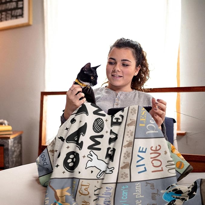 XALAZY Mothers Day Cat Mom Gifts for Women Blanket 50"X60", Cat Gifts for Women, Cat Lover/Lady Gifts, Funny Cats Themed Presents for Birthday/Christmas, Cat Blanket