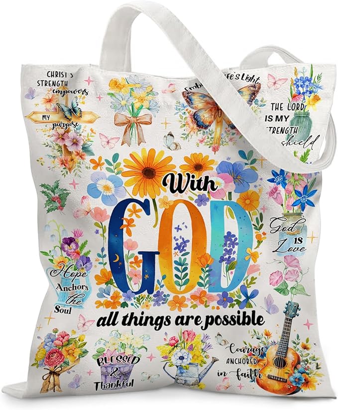 Aesthetic Canvas Tote Bag for Women - with Magnetic Snap Closure & Zipper Inner Pocket Reusable Bag for Shopping
