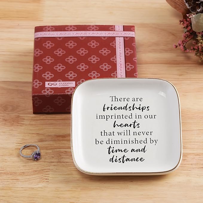 Friend Birthday Gifts for Women Ring Dish Friendship Gifts for Women Friends Female Gifts "There are friendships imprinted in our hearts that will never be diminished by time and distance"