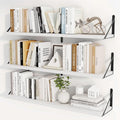Heimlove Floating Book Shelves for Wall,35.4 Inches Long Wall Mounted Bookshelves,Heavy Duty Bracket Shelves for Living Room Kitchen,Laundry Room Storage & Decor,Set of 3,White