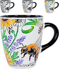 Color Changing Bee Coffee Mug 12oz – Heat Sensitive Ceramic Cup with Floral Reveal – Bee and Sunflower Gifts for Women, Unique Coffee Mugs, Christmas Holiday Gift, Perfect for Coffee, Tea or Cocoa