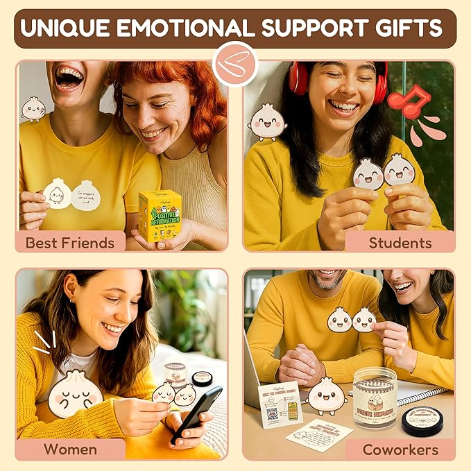 Stofinity Emotional Support Dumplings Cards - Positive Affirmation Jar with 60 Uplifting Notes, Funny Easter Gifts for Teen Girls, Women, Teacher, Tween, Birthday Gifts for Teen Girls Trendy Stuff
