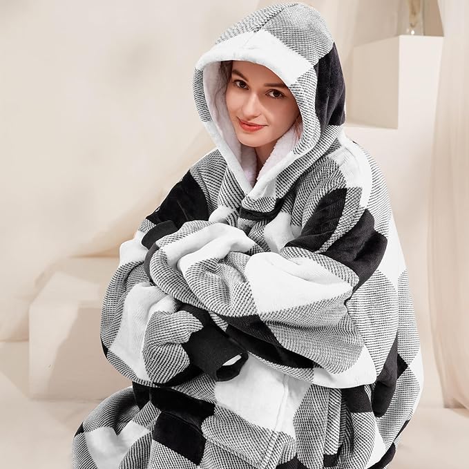 Narecte Cozy Oversized Blanket Hoodie Wearable Blanket Adults Soft Hooded Blanket Hoodie Birthday Gifts for Women Christmas